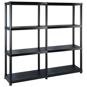 4-level black plastic storage shelf 122x30.5x130 cm by vidaXL, Industrial shelving - Ref: Foro24-3059851, Price: 60,35 €, Dis...