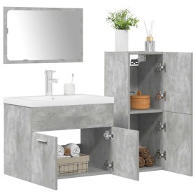 Juego muebles de baño 4 pzas madera contrachapada gris hormigón de , Muebles de baño - Ref: Foro24-3324902, Precio: 249,82 €,...