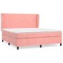 Cama box spring con colchón terciopelo rosa 160x200 cm