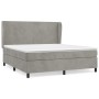 Cama box spring con colchón terciopelo gris claro 180x200 cm