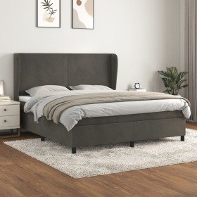 Cama box spring con colchón terciopelo gris oscuro 180x200 cm Cama box spring con colchón terciopelo gris oscuro 180x200 cm