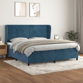 Cama box spring con colchón terciopelo azul oscuro 200x200 cm en Camas y somieres | Comprar online en Foro24