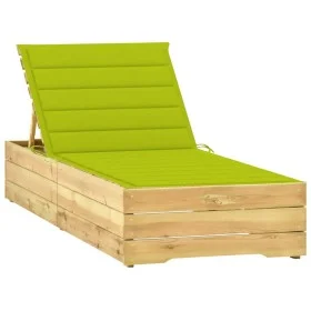 Lounger with cushion bright green impregnated pine wood by vidaXL, Loungers - Ref: Foro24-3065920, Price: 154,37 €, Discount: %