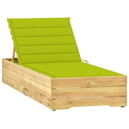 Lounger with cushion bright green impregnated pine wood by vidaXL, Loungers - Ref: Foro24-3065920, Price: 159,84 €, Discount: %