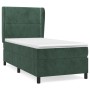 Cama box spring con colchón terciopelo verde oscuro 90x190 cm