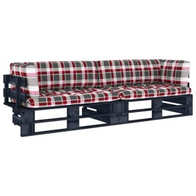 2-seater pallet sofa with black impregnated pine wood cushions by vidaXL, Garden sets - Ref: Foro24-3066661, Price: 269,35 €,...