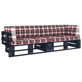 2-seater pallet sofa with black impregnated pine wood cushions by vidaXL, Garden sets - Ref: Foro24-3066661, Price: 241,60 €,...