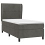Cama box spring con colchón terciopelo gris oscuro 90x200 cm