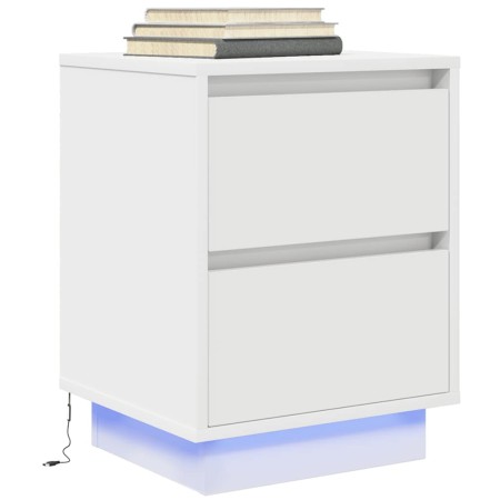 Mesilla de noche con luces LED blanca 38x34x50 cm de , Mesitas de noche - Ref: Foro24-861283, Precio: 57,55 €, Descuento: %