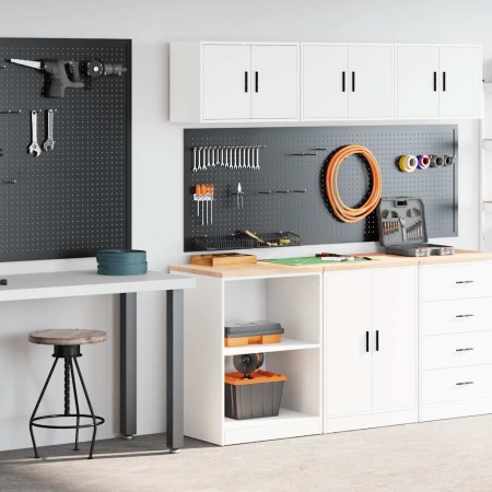 Armarios 2 uds para garaje madera de ingeniería blanco