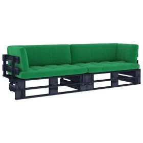 2-seater pallet sofa with black impregnated pine wood cushions by vidaXL, Garden sets - Ref: Foro24-3066654, Price: 237,32 €,...