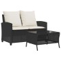 Sofá jardín de 2 plazas con cojín y mesa ratán sintético negro by , Outdoor sofas - Ref: Foro24-4103845, Price: 225,57 €, Dis...