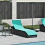 Tumbona plegable con cojín y espacio ratán sintético negro von , Liegen - Ref: Foro24-4104228, Preis: 247,76 €, Rabatt: %