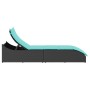 Tumbona plegable con cojín y espacio ratán sintético negro von , Liegen - Ref: Foro24-4104228, Preis: 247,76 €, Rabatt: %