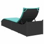 Tumbona plegable con cojín y espacio ratán sintético negro von , Liegen - Ref: Foro24-4104228, Preis: 247,76 €, Rabatt: %