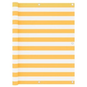 Toldo para balcón tela oxford blanco y amarillo 120x400 cm