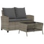 Sofá jardín de 2 plazas con cojín y mesa gris ratán sintético by , Outdoor sofas - Ref: Foro24-4103847, Price: 210,43 €, Disc...