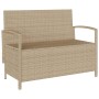 Banco de jardín con almacenaje y cojín beige ratán sintético de , Bancos de jardín - Ref: Foro24-4104214, Precio: 259,40 €, D...