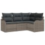 Conjunto de sofá de jardín con cojín 4 pcs Gris Poliratán