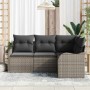 Conjunto de sofá de jardín con cojín 4 pcs Gris Poliratán