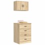 Armarios 2 uds para garaje madera de ingeniería roble sonoma