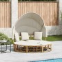 Tumbona cama de jardín con capota y cojines ratán PE by , Outdoor beds - Ref: Foro24-4108235, Price: 411,63 €, Discount: %