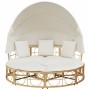 Tumbona cama de jardín con capota y cojines ratán PE by , Outdoor beds - Ref: Foro24-4108235, Price: 411,63 €, Discount: %