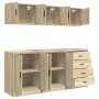 Armarios 6 uds para garaje madera de ingeniería roble sonoma by , Armarios industriales - Ref: Foro24-3328343, Price: 466,16 ...