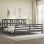 Estructura de cama con cabecero madera maciza gris 200x200 cm de vidaXL, Camas y somieres - Ref: Foro24-3194398, Precio: 174,...