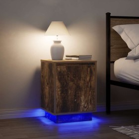 Mesillas de noche con luces LED 2 uds roble ahumado 38x34x50 cm by , Nightstands - Ref: Foro24-861274, Price: 79,64 €, Discou...