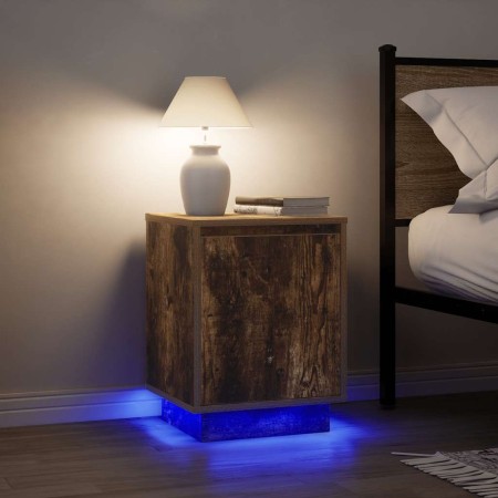 Mesillas de noche con luces LED 2 uds roble ahumado 38x34x50 cm de , Mesitas de noche - Ref: Foro24-861274, Precio: 79,56 €, ...