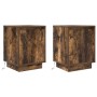 Mesillas de noche con luces LED 2 uds roble ahumado 38x34x50 cm de , Mesitas de noche - Ref: Foro24-861274, Precio: 79,56 €, ...