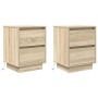 Mesillas de noche con luces LED 2 uds roble sonoma 38x34x50 cm de , Mesitas de noche - Ref: Foro24-861288, Precio: 100,30 €, ...