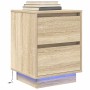 Mesillas de noche con luces LED 2 uds roble sonoma 38x34x50 cm de , Mesitas de noche - Ref: Foro24-861288, Precio: 100,30 €, ...