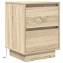 Mesillas de noche con luces LED 2 uds roble sonoma 38x34x50 cm de , Mesitas de noche - Ref: Foro24-861288, Precio: 100,30 €, ...