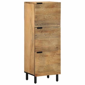 Aparador alto madera maciza de mango marrón 40x33x110 cm by , CD and DVD storage - Ref: Foro24-4017749, Price: 196,26 €, Disc...