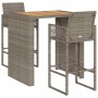Set bar jardín sin cojines 3 pzas ratán sintético acacia gris von , Gartensets - Ref: Foro24-3328887, Preis: 382,95 €, Rabatt: %