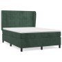 Cama box spring con colchón terciopelo verde oscuro 140x190 cm