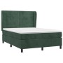 Cama box spring con colchón terciopelo verde oscuro 140x190 cm