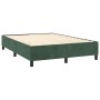 Cama box spring con colchón terciopelo verde oscuro 140x190 cm