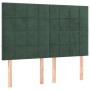 Cama box spring con colchón terciopelo verde oscuro 140x200 cm