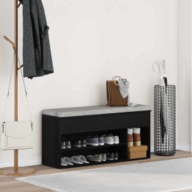 Banco zapatero roble negro 102x30,5x45 cm madera de ingeniería by , Shoe racks and shoe organizers - Ref: Foro24-859137, Pric...