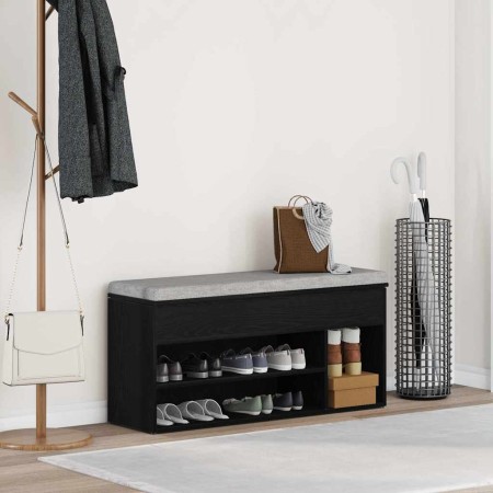 Banco zapatero roble negro 102x30,5x45 cm madera de ingeniería de , Zapateros y organizadores de calzado - Ref: Foro24-859137...