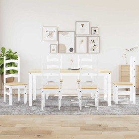 Juego de comedor Panama 7 pzas madera maciza de pino blanco von , Möbelsets für Küchen und Esszimmer - Ref: Foro24-3345214, P...
