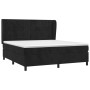 Cama box spring con colchón terciopelo negro 160x200 cm
