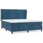 Cama box spring con colchón terciopelo azul oscuro 160x200 cm