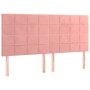 Cama box spring con colchón terciopelo rosa 160x200 cm
