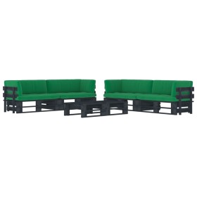 Palettenmöbel 6 Stück und Kissen Kiefernholz imprägniert schwarz von vidaXL, Gartensets - Ref: Foro24-3067014, Preis: 670,69 ...