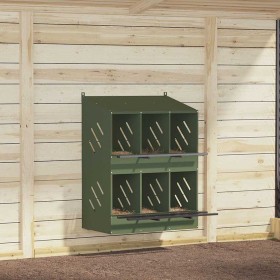 Nido para gallinas con 6 compartimentos de metal verde oliva von , Käfige und Lebensräume für Kleintiere - Ref: Foro24-864351...