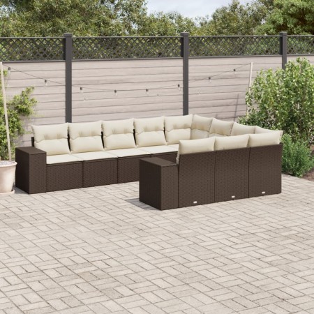 Set de sofás de jardín 10 pzas y cojines ratán sintético marrón von , Gartensets - Ref: Foro24-3255430, Preis: 649,89 €, Raba...